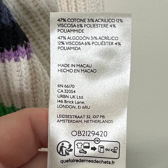 FREE PEOPLE Greta Stripe Half Zip Pullover Sweater Sugar Swirl Sz L $128 {3M32} - Picture 6 of 6